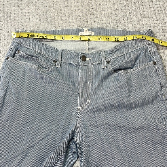 Eileen Fisher Jeans Womens Blue White Engineer Stripe Tapered Fit Denim Pants 14 - Picture 9 of 11
